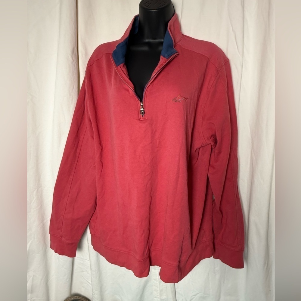 Greg Norman 100%Cotton 1/4 Zip Pullover Shark Logo Golf Fishing Sport Sweatshirt